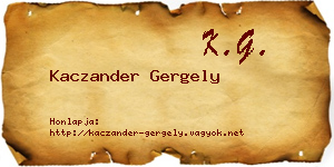 Kaczander Gergely névjegykártya